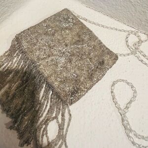 Moyna Silver Beaded Crossbody Bag